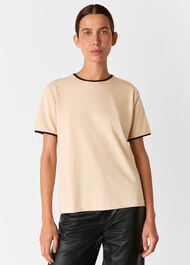 Camel Contrast Piping Detail Tee