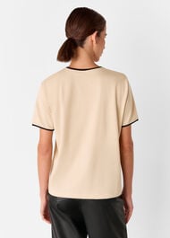 Camel Contrast Piping Detail Tee