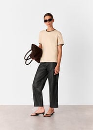 Camel Contrast Piping Detail Tee