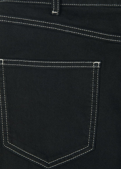 Black/White Contrast Stitch Detail Barrel Jeans