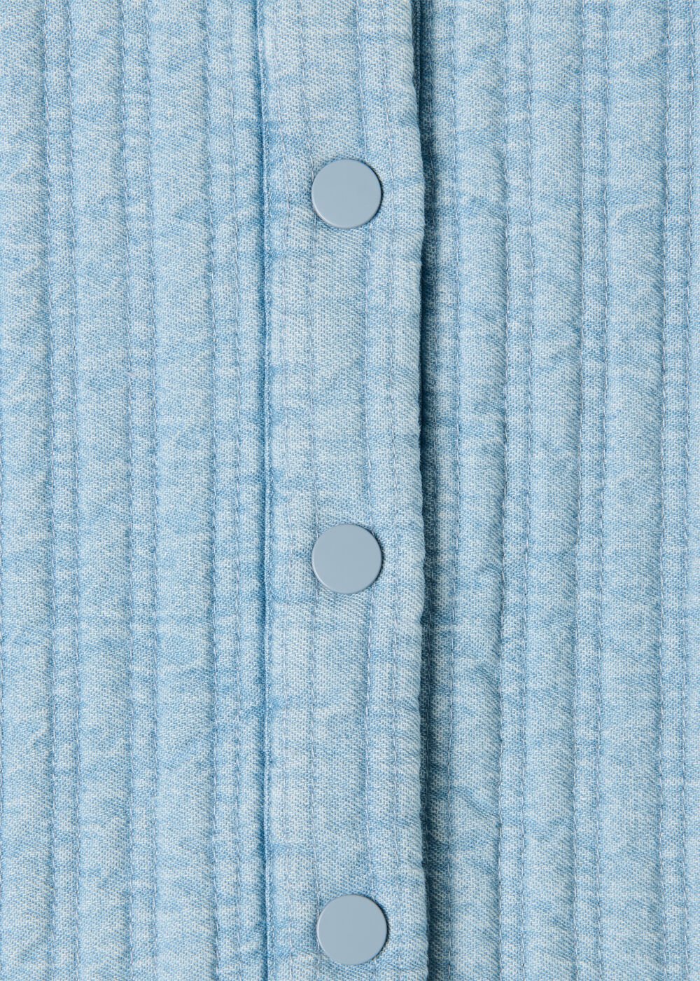 Pale Blue Cotton Quilted Chambray Jacket