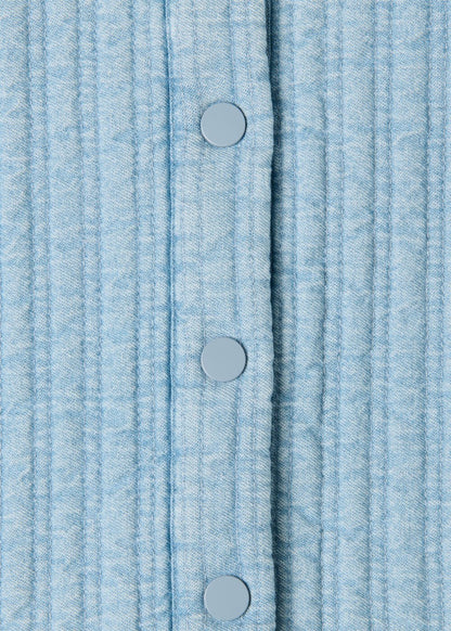 Pale Blue Cotton Quilted Chambray Jacket