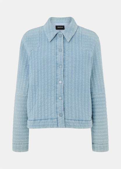 Pale Blue Cotton Quilted Chambray Jacket