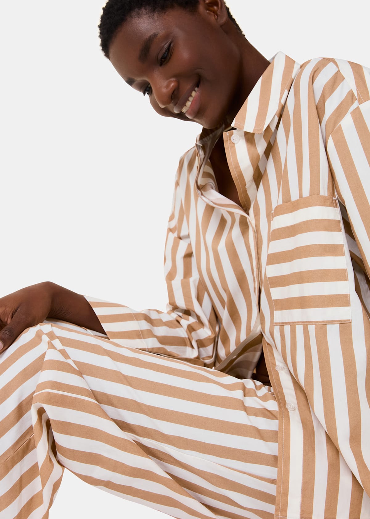 Ivory/Multi Cotton Stripe Pyjama Bottom