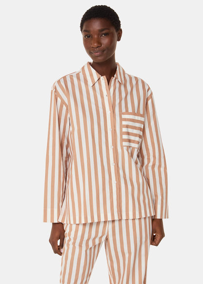 Ivory/Multi Cotton Stripe Pyjama Shirt