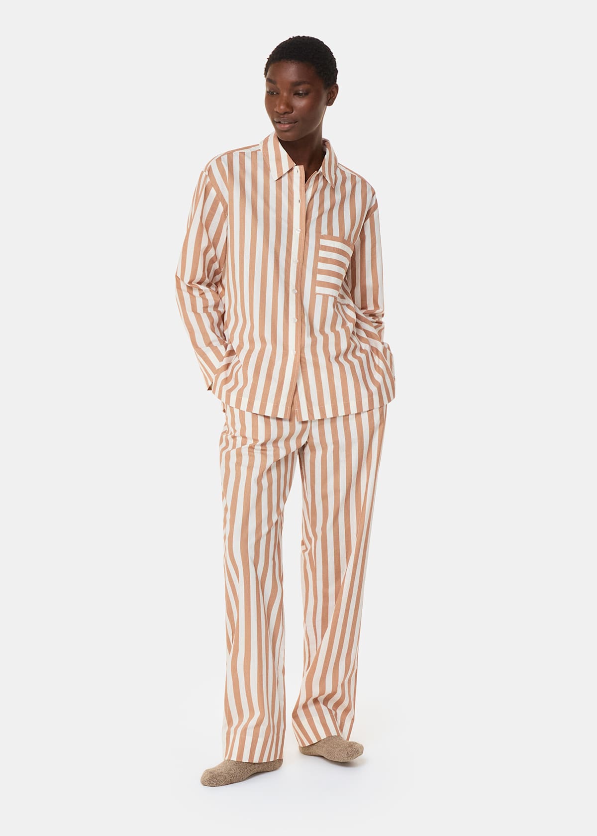 Ivory/Multi Cotton Stripe Pyjama Shirt