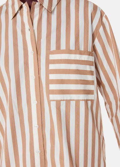 Ivory/Multi Cotton Stripe Pyjama Shirt