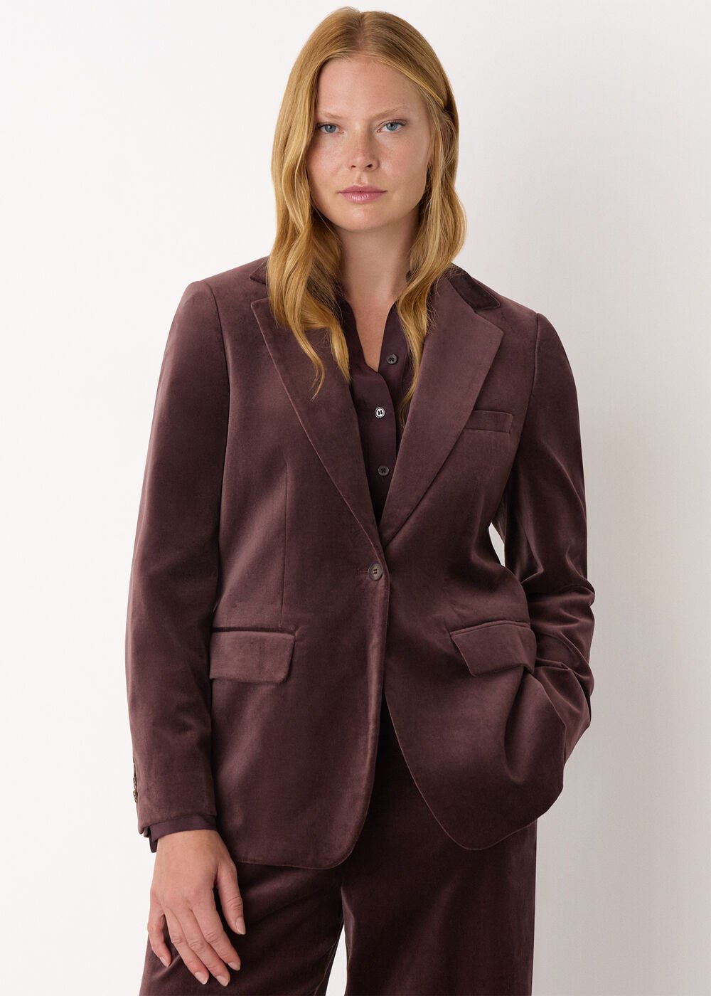 Brown Cotton Velvet Tailored Blazer