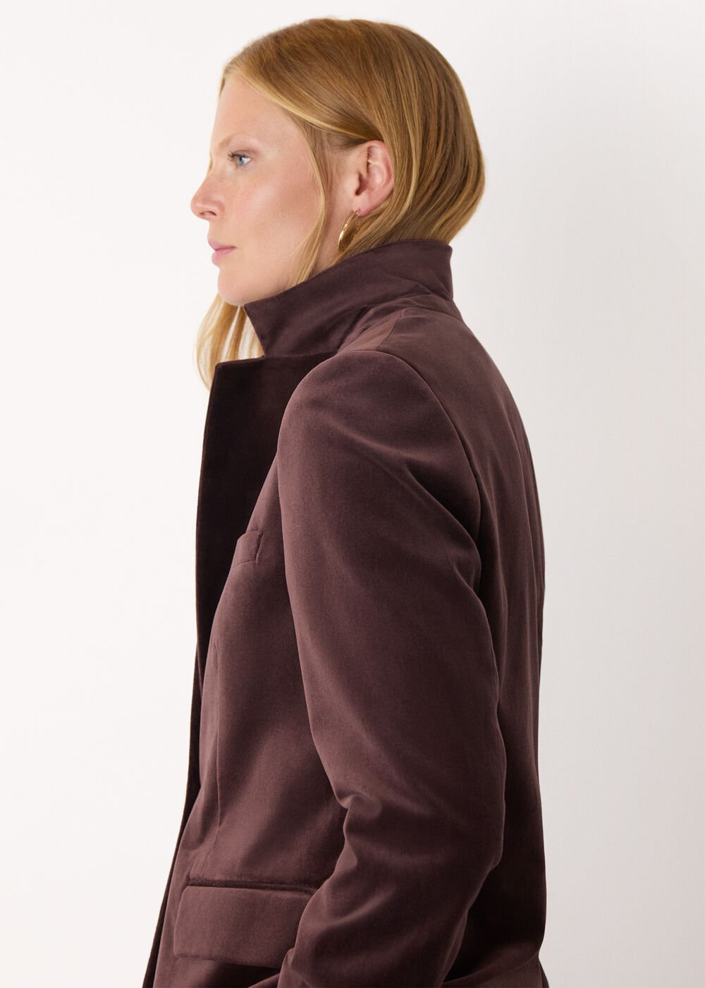 Brown Cotton Velvet Tailored Blazer