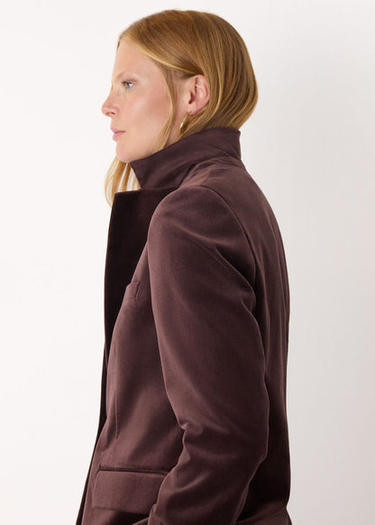 Brown Cotton Velvet Tailored Blazer