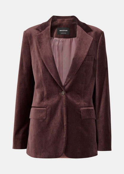 Brown Cotton Velvet Tailored Blazer