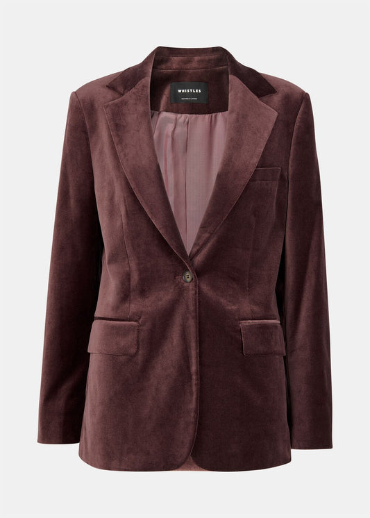 Brown Cotton Velvet Tailored Blazer