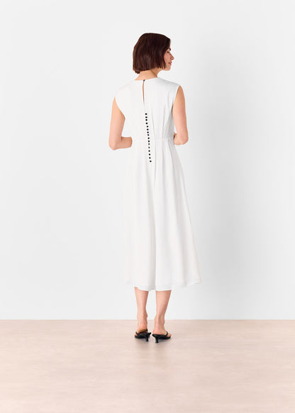 White Crepe Sleeveless Midi Dress