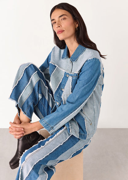 Denim Denim Vertical Stripe Jacket