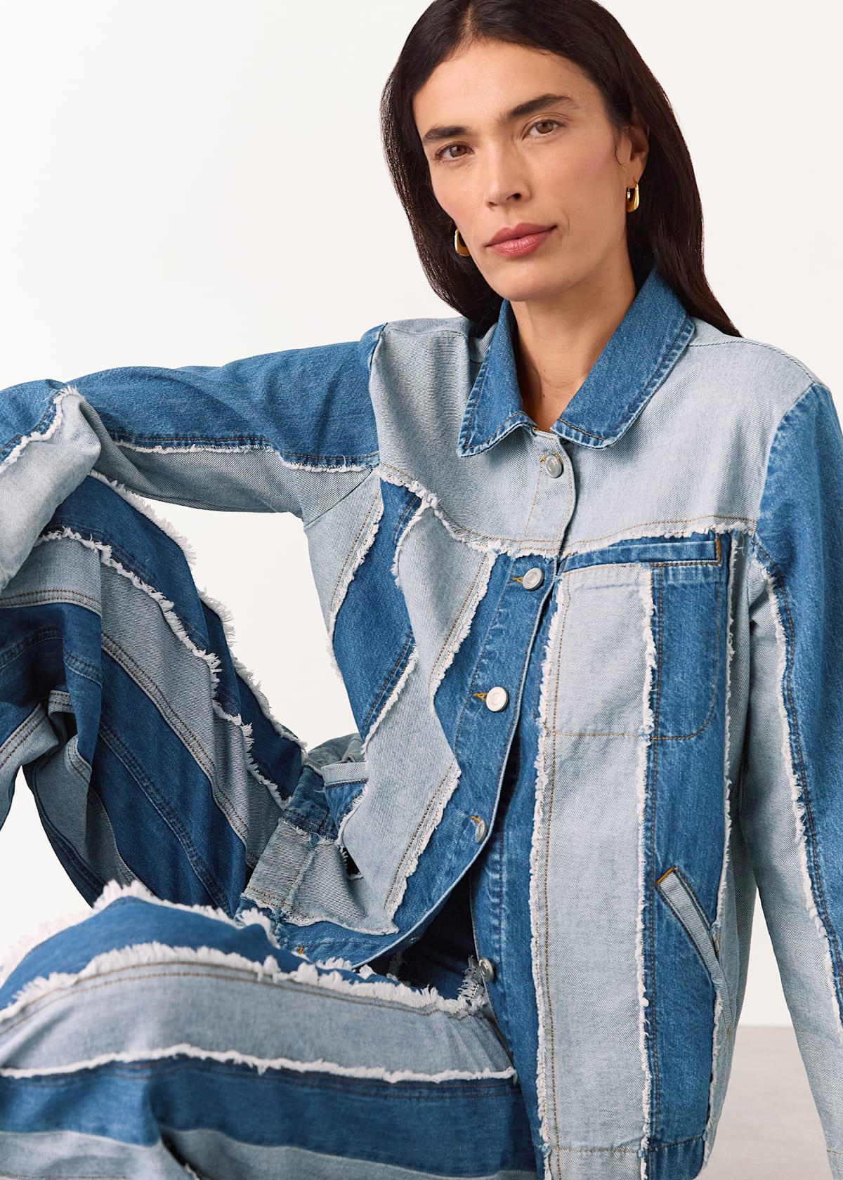 Denim Denim Vertical Stripe Jacket