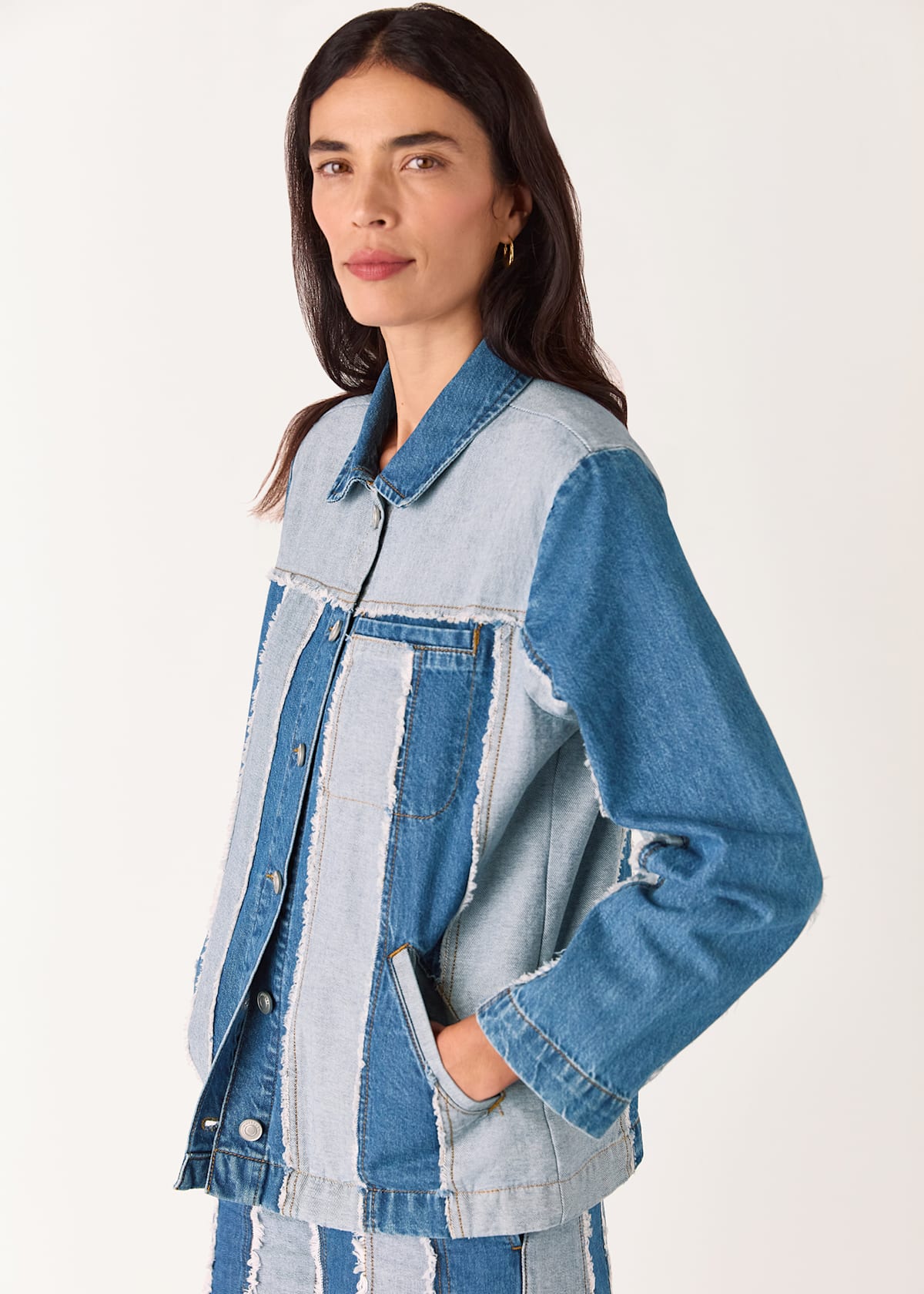 Denim Denim Vertical Stripe Jacket