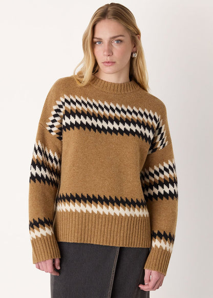 Camel Fairisle Detail Knit