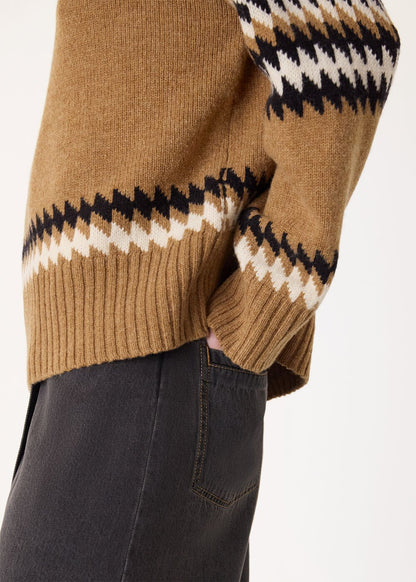 Camel Fairisle Detail Knit