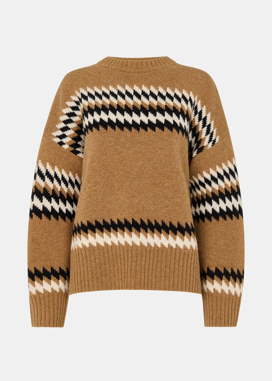 Camel Fairisle Detail Knit