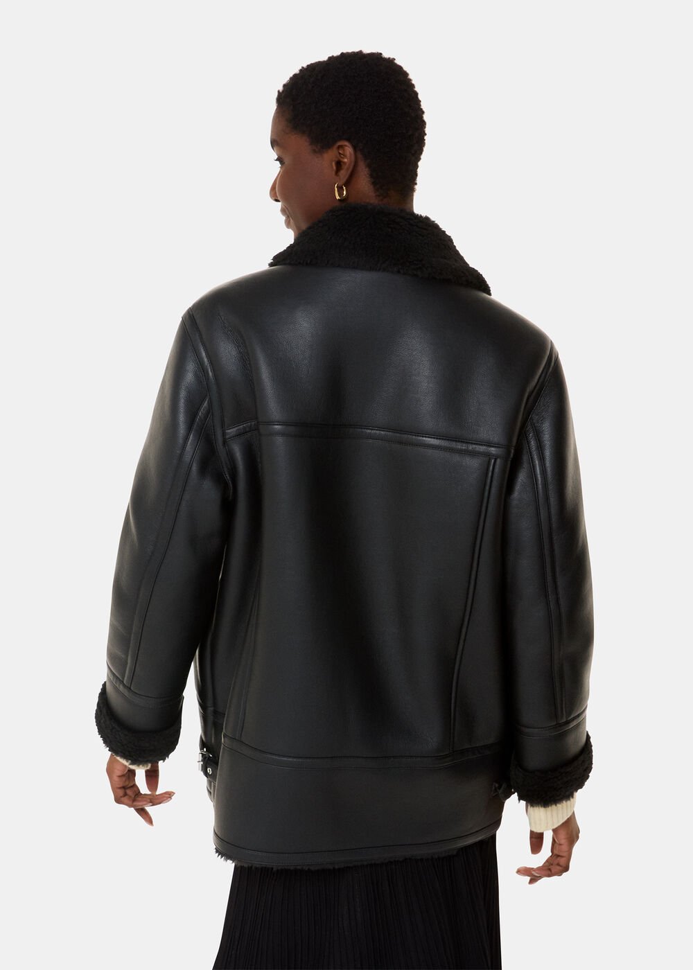 Black/Multi Faux Fur Aviator Jacket