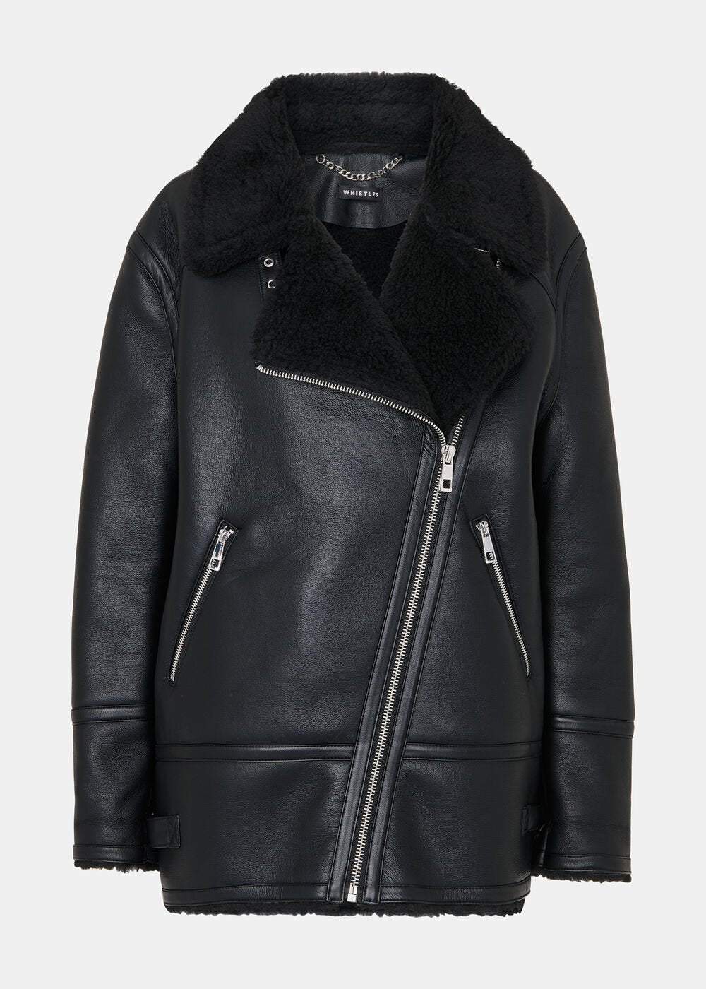 Black/Multi Faux Fur Aviator Jacket