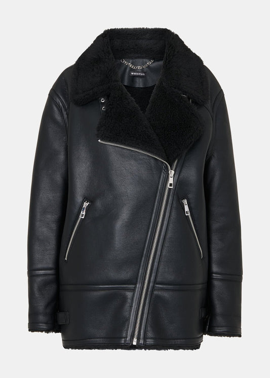 Black/Multi Faux Fur Aviator Jacket