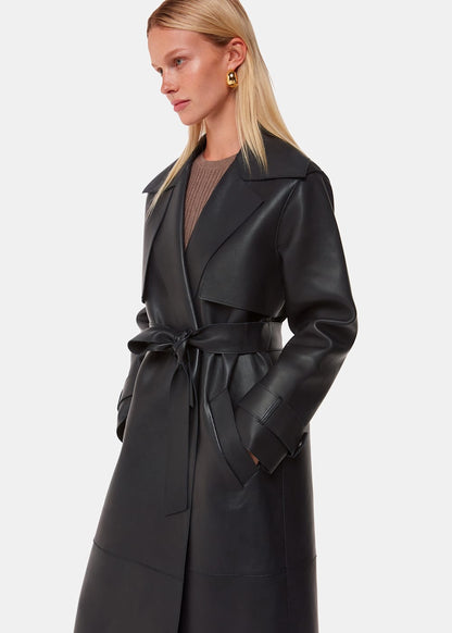 Black Faye Clean Bonded Trench Coat