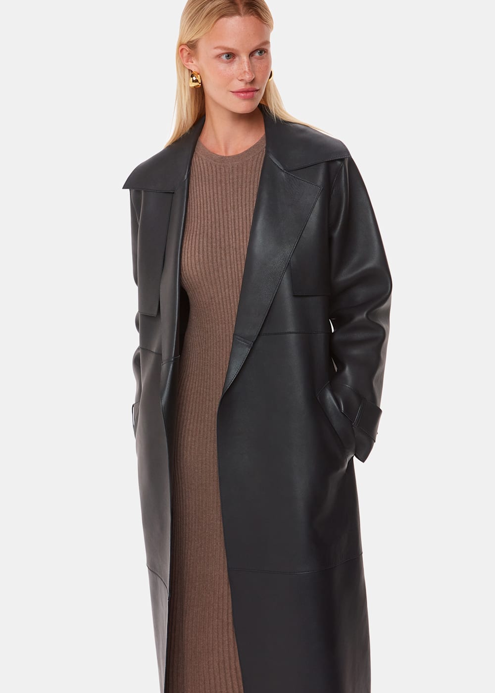 Black Faye Clean Bonded Trench Coat