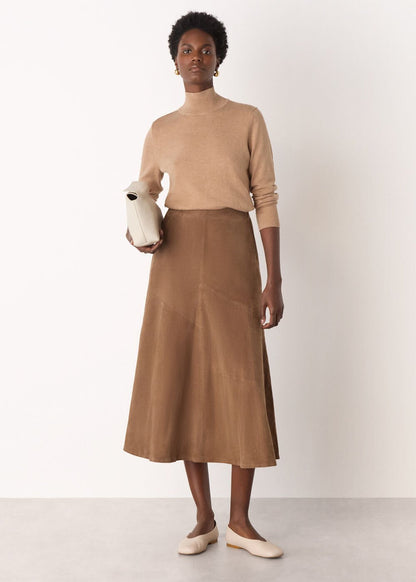 Camel Fine Wool Mix Funnel Neck Knit