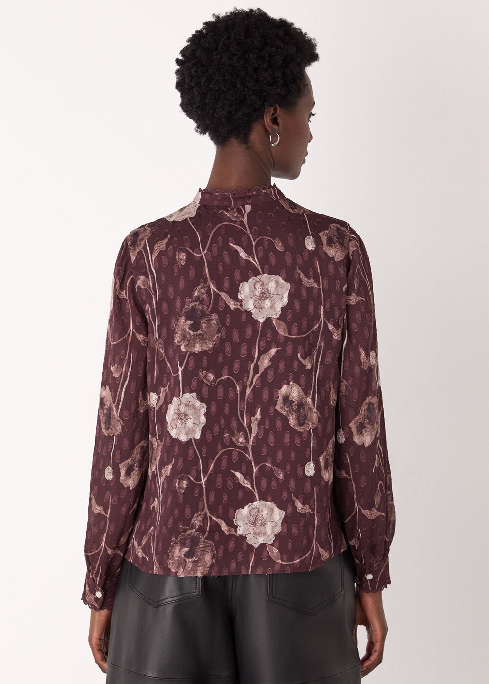 Burgundy Floral Dobby Blouse