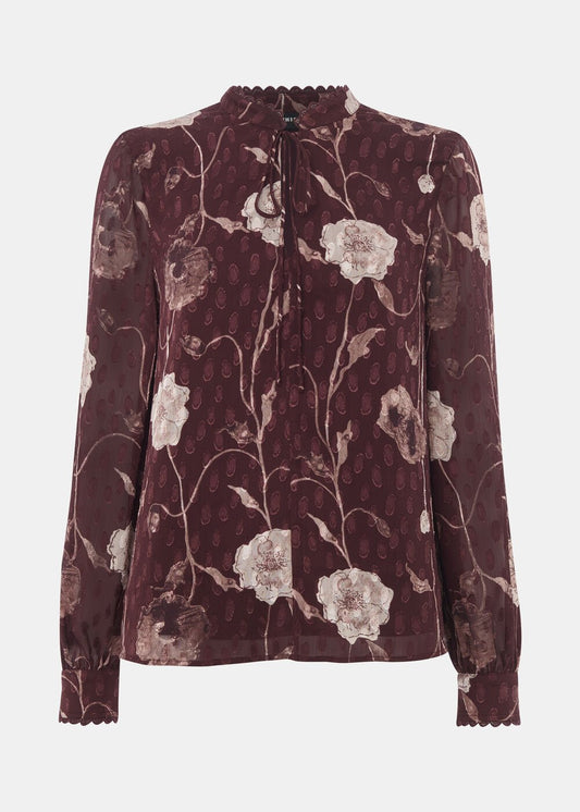 Burgundy Floral Dobby Blouse