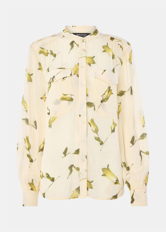 White Floral Utility Blouse