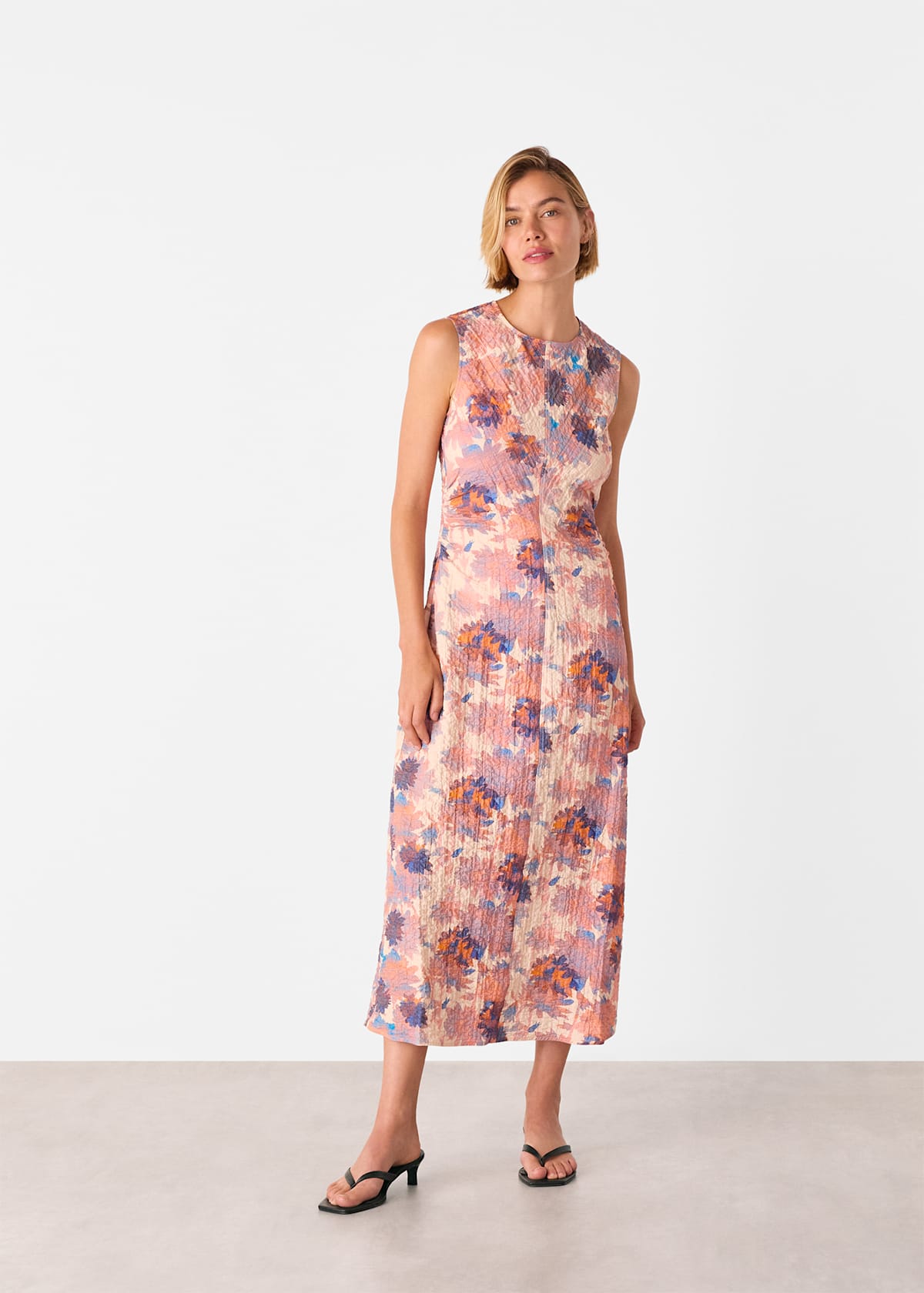 Floral Textured Midi Dress