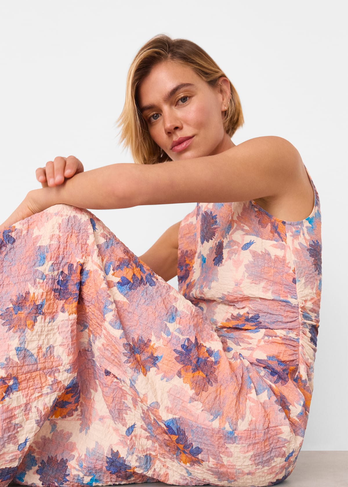Floral Textured Midi Dress