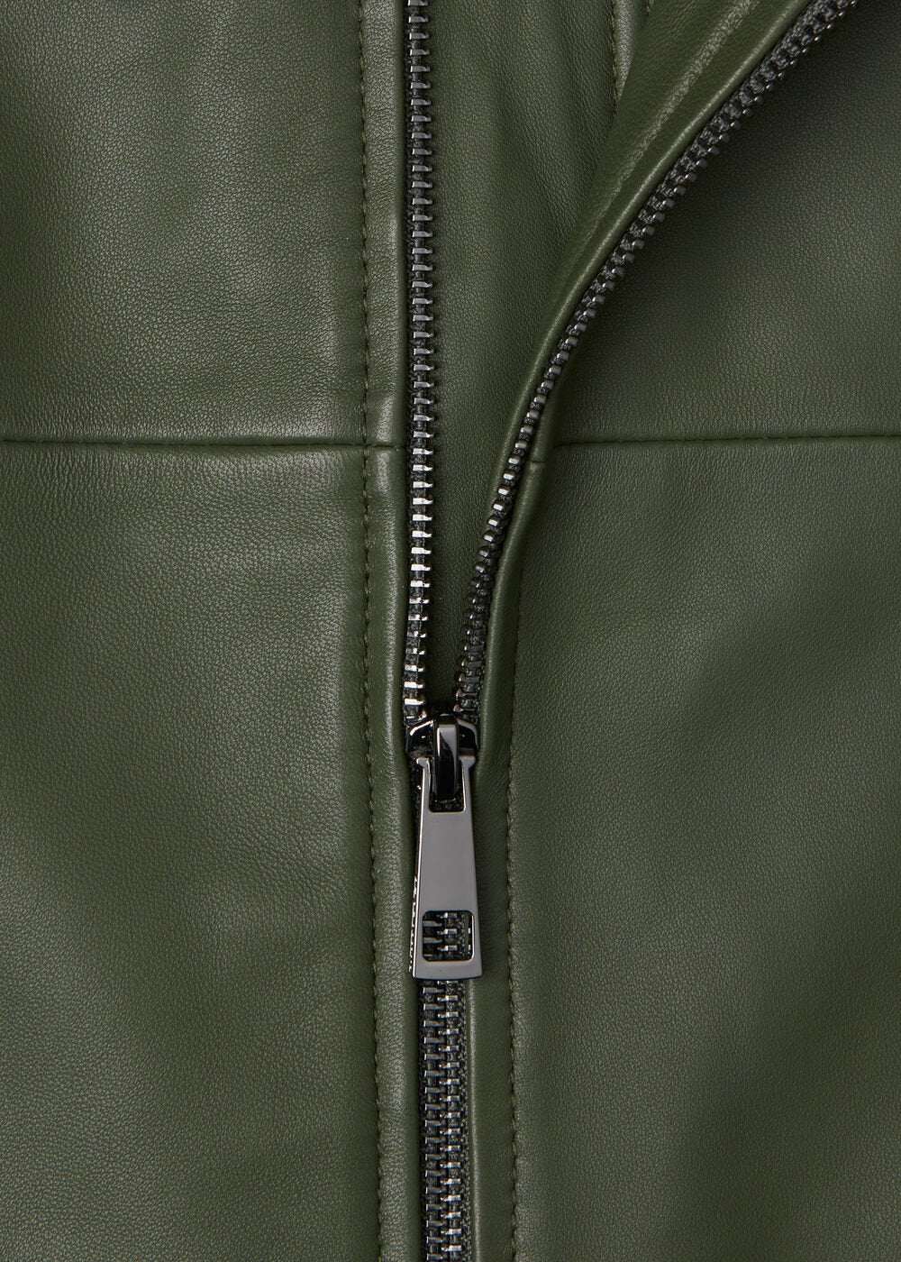 Khaki Frida Leather Bomber Jacket