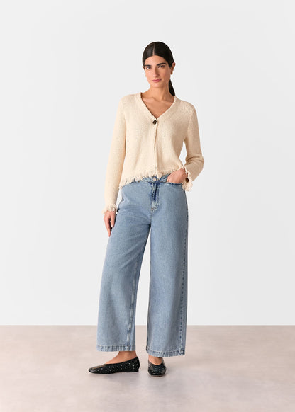 Ivory Fringe Detail Cardigan