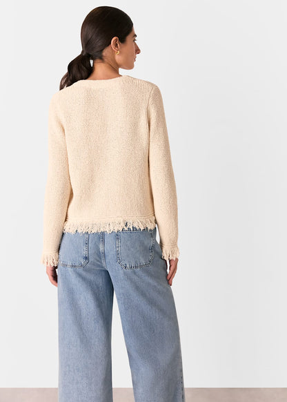 Ivory Fringe Detail Cardigan