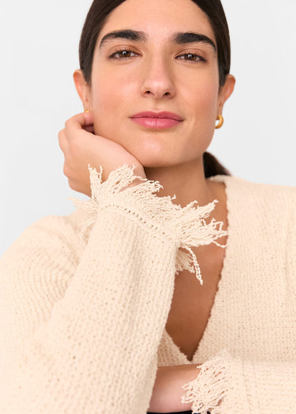 Ivory Fringe Detail Cardigan
