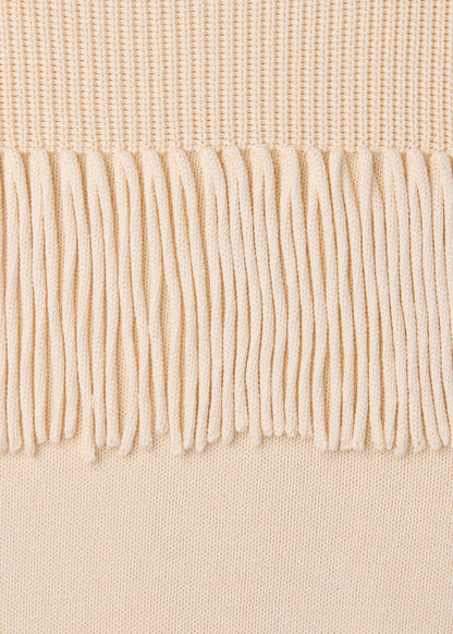 Ivory Fringed Rib Detail Sweater