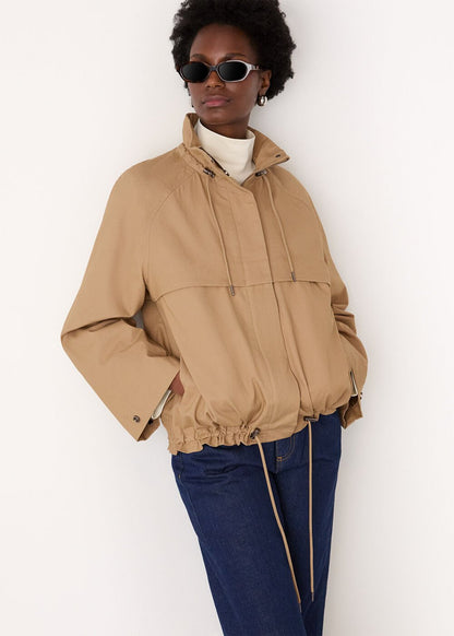 Taupe Funnel Neck Parka Jacket