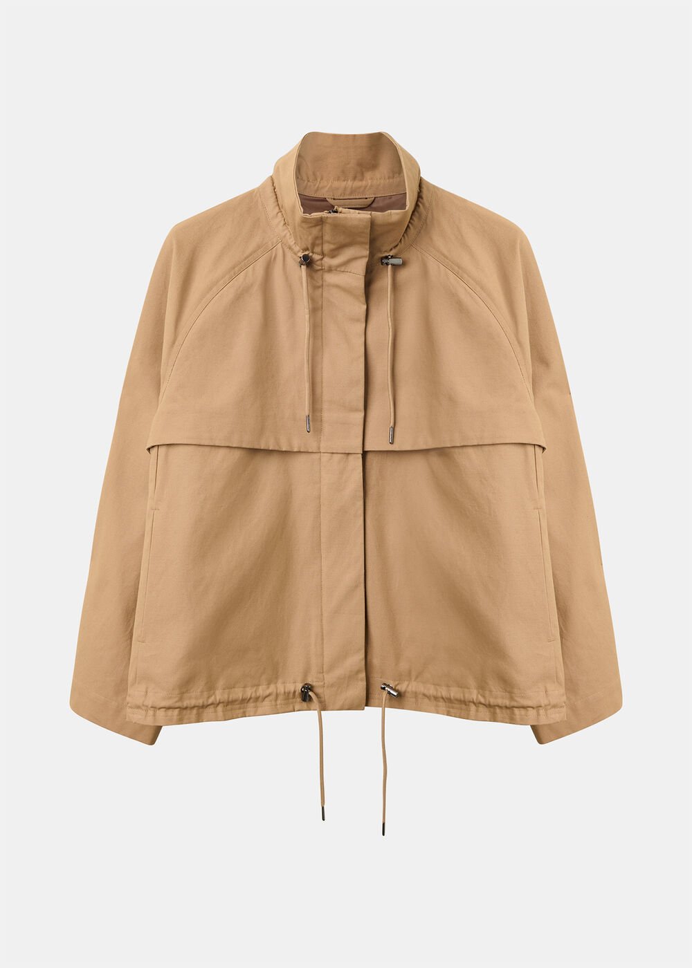 Taupe Funnel Neck Parka Jacket
