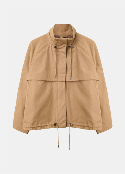 Taupe Funnel Neck Parka Jacket