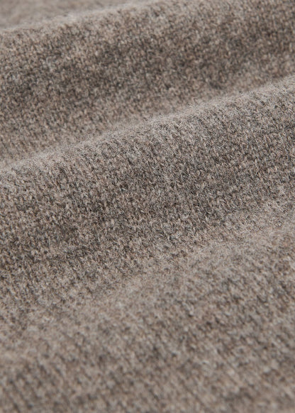 Taupe Funnel Neck Wool Mini Dress