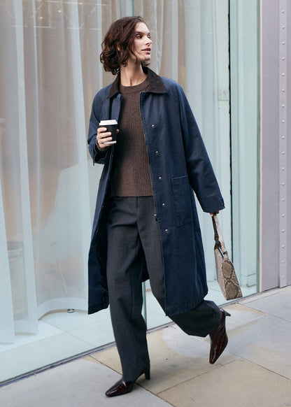 Navy Gabriella Waxed Overcoat