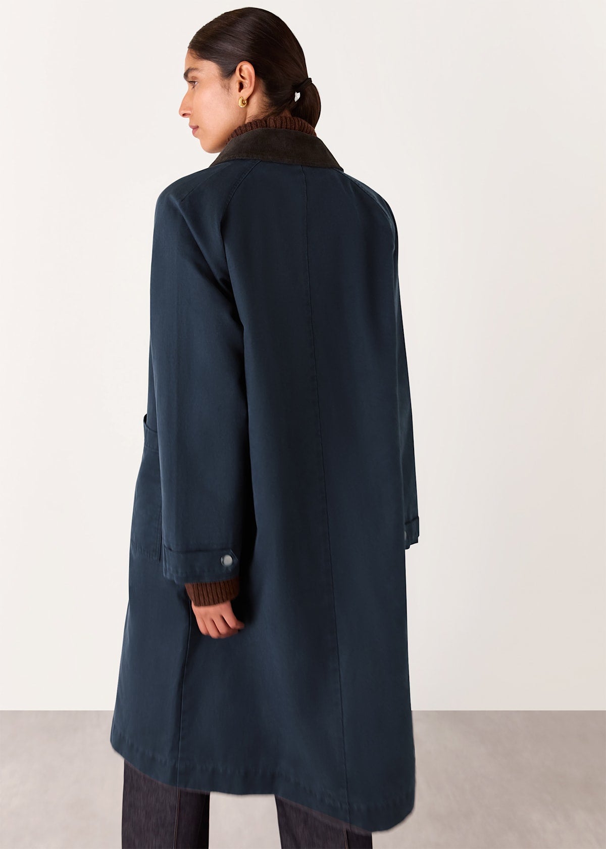 Navy Gabriella Waxed Overcoat