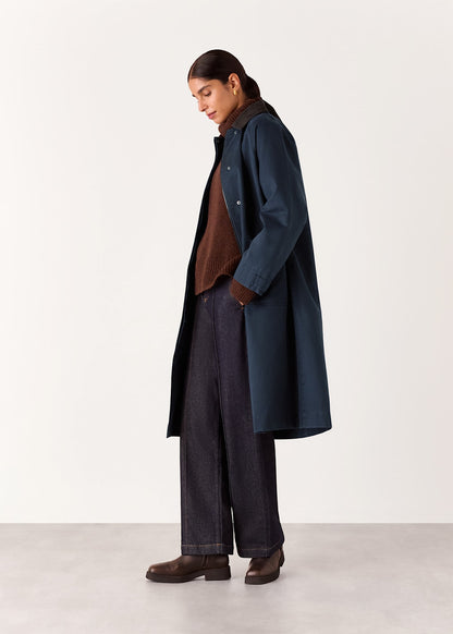 Navy Gabriella Waxed Overcoat