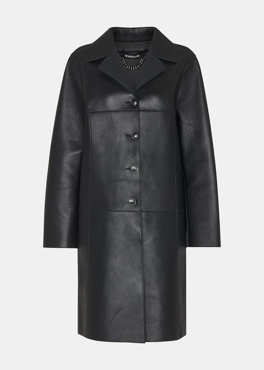 Black Gemma Bonded Leather Coat