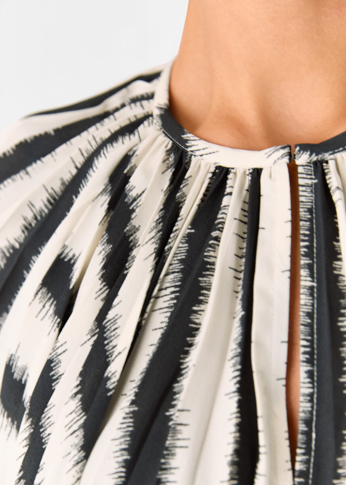 Ivory/Multi Hazy Stripe Pleated Blouse