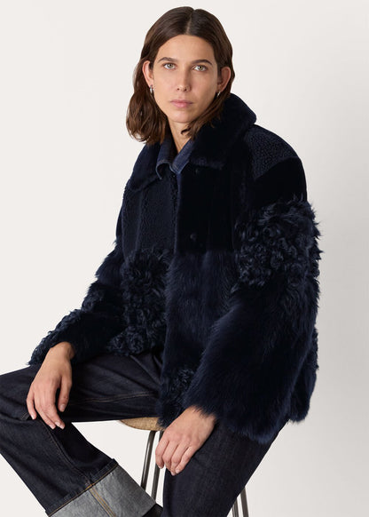 Navy Hema Shearling Coat