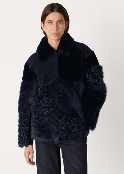Navy Hema Shearling Coat
